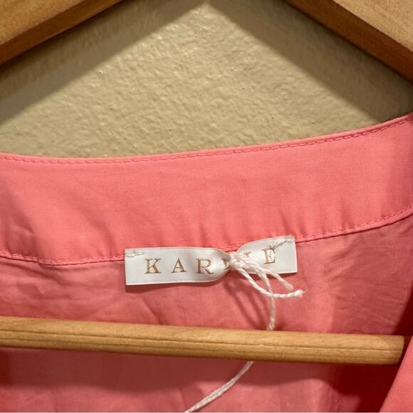 NWT Tuckernuck Karlie Hot Pink Cotton Poplin V Neck Mini Dress Medium - Picture 13 of 14